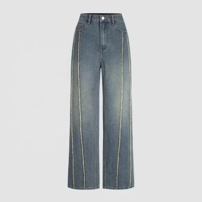 ODM OEM high waist women wide leg jeans custom denim jeans women
