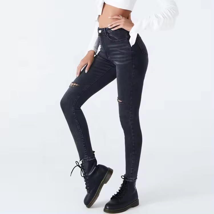women's skinny jeans high waist custom destroyed denim jeans women's denim pants boot cut denim jeans