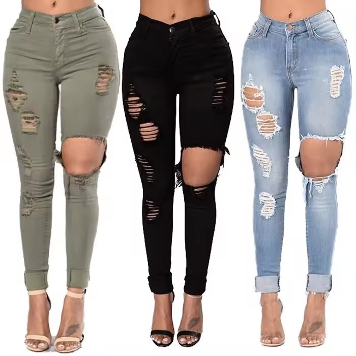 skinny jeans with holes elastic plus size ripped jeans women stretchy plus size jean